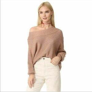 Free People Alana Off the Shoulder Brown Sweater